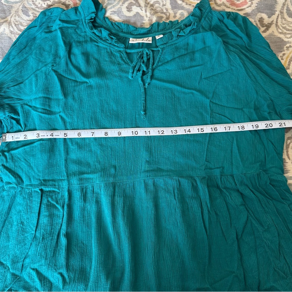 Wonderly Turquoise Blouse with Ruffle Detail - Picture 5 of 6